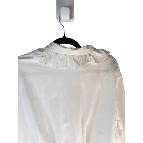 2/$30 ZARA Medium Ruffle Collar Long Sleeve Blouse White - Picture 13 of 15